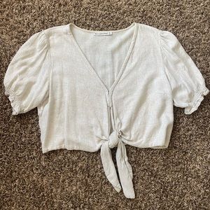 Abercrombie Cropped Linen Front-Tie Top